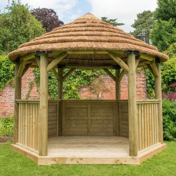 Hartwood 3.6m Premium Hexagonal Gazebo With Country Thatch Roof
