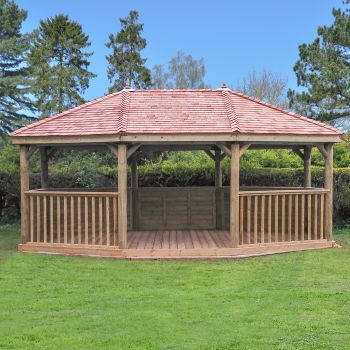 Hartwood 6m Premium Oval Gazebo With Cedar Roof