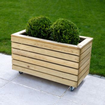Hartwood Linear Double Planter With Wheels