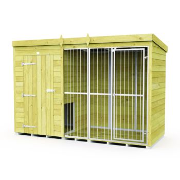Holt 10' x 4' Pressure Treated Shiplap Full Height Dog Kennel And Run With Bars