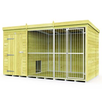 Holt 12' x 6' Pressure Treated Shiplap Full Height Dog Kennel And Run With Bars