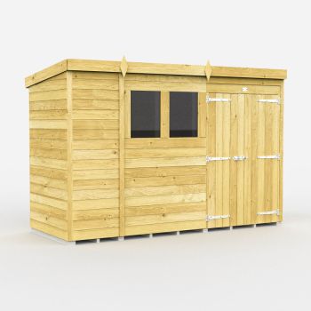 Holt 10' x 4' Double Door Shiplap Pressure Treated Modular Pent Shed