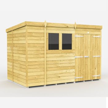 Holt 11' x 6' Double Door Shiplap Pressure Treated Modular Pent Shed