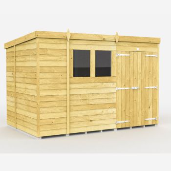 Holt 11' x 7' Double Door Shiplap Pressure Treated Modular Pent Shed