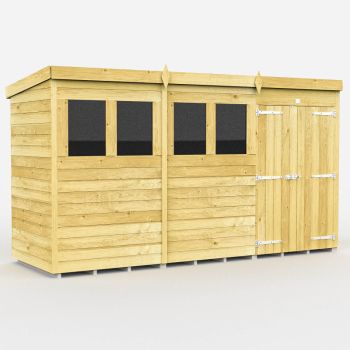 Holt 12' x 4' Double Door Shiplap Pressure Treated Modular Pent Shed