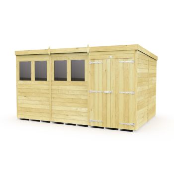 Holt 12' x 8' Double Door Shiplap Pressure Treated Modular Pent Shed