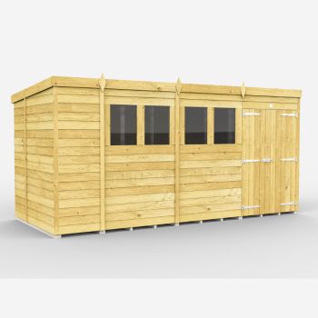 Holt 14' x 7' Double Door Shiplap Pressure Treated Modular Pent Shed