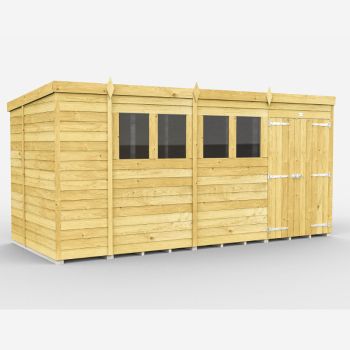 Holt 15' x 7' Double Door Shiplap Pressure Treated Modular Pent Shed
