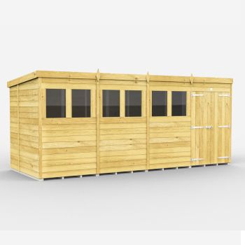 Holt 16' x 6' Double Door Shiplap Pressure Treated Modular Pent Shed