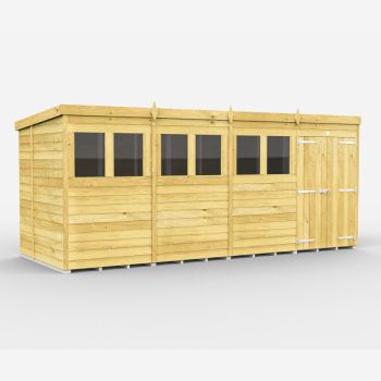 Holt 16' x 7' Double Door Shiplap Pressure Treated Modular Pent Shed