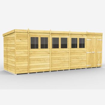 Holt 18' x 7' Double Door Shiplap Pressure Treated Modular Pent Shed