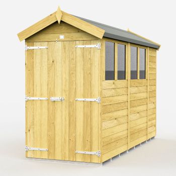 Holt 4' x 11' Double Door Shiplap Pressure Treated Modular Apex Shed