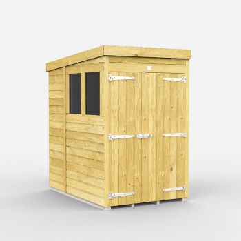 Holt 4' x 6' Double Door Shiplap Pressure Treated Modular Pent Shed