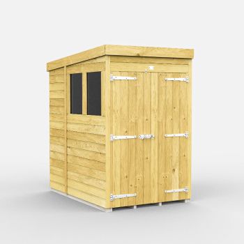 Holt 4' x 7' Double Door Shiplap Pressure Treated Modular Pent Shed