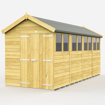 Holt 7' x 16' Double Door Shiplap Pressure Treated Modular Apex Shed
