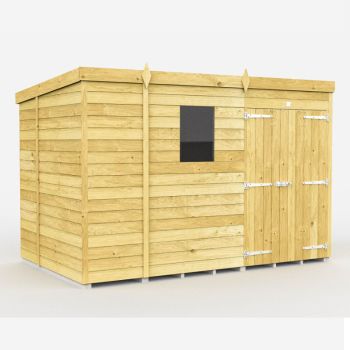 Holt 9' x 6' Double Door Shiplap Pressure Treated Modular Pent Shed