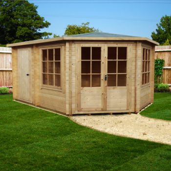Loxley 4.3m x 3m Purley Log Cabin With Side Shed