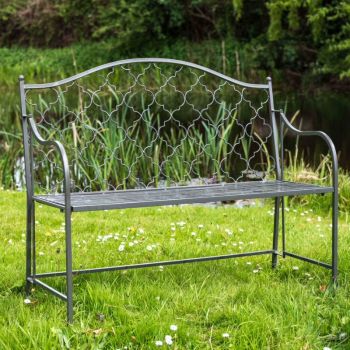 Osbourne Dokken 2 Seater Metal Garden Bench - Umbra Grey