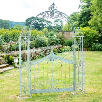 Osbourne Grohl Metal Gated Garden Arch - Antique Green