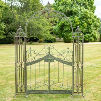 Osbourne Grohl Metal Gated Garden Arch - Green Rusty