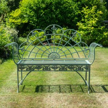 Osbourne Holly 2 Seater Metal Garden Bench - Vintage Green