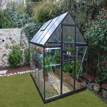 Palram - Canopia 6' x 8' Nature Hybrid Grey Polycarbonate Greenhouse