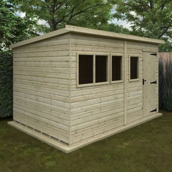 Redlands 8' x 12' Pressure Treated Deluxe Shiplap Pent Shed