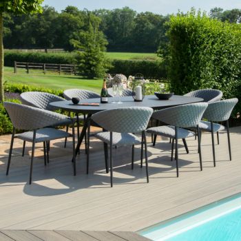 MZ Pebble 8 Seater Outdoor Fabric Oval Dining Set - Flanelle