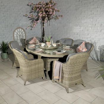 RC Wentworth 6 Seater Rattan Imperial Oval Dining Set