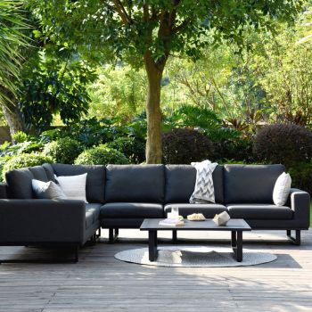 MZ Ethos 5 Seater Outdoor Fabric Corner Sofa Group - Charcoal Black