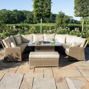 MZ Winchester Royal U-Shaped Rattan Sofa Set with Fire Pit