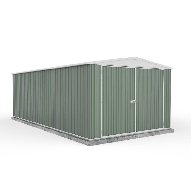 Adley 10’ x 20’ Double Door Green Titanium Apex Metal Garage