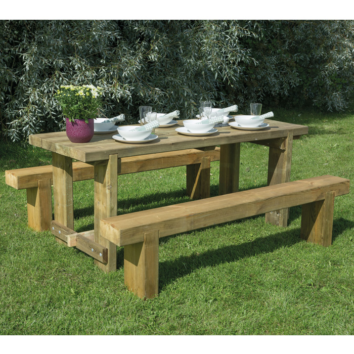 Hartwood 1.8m Refectory Table & Sleeper Bench Set