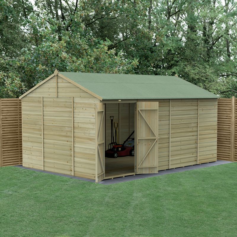 Hartwood 15’ x 10’ Pressure Treated Double Door Windowless Shiplap Reverse Apex Shed