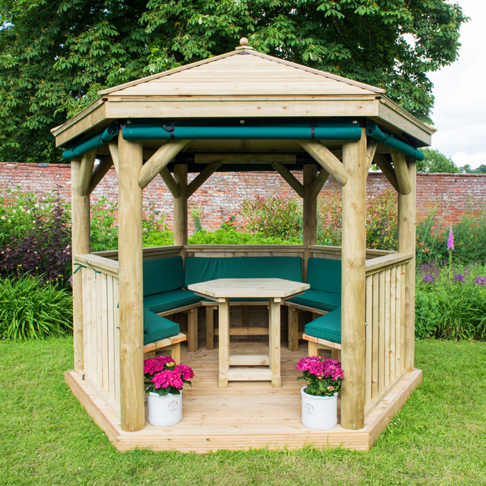 Hartwood 3m Fully Furnished Premium Hexagonal Gazebo With Timber Roof