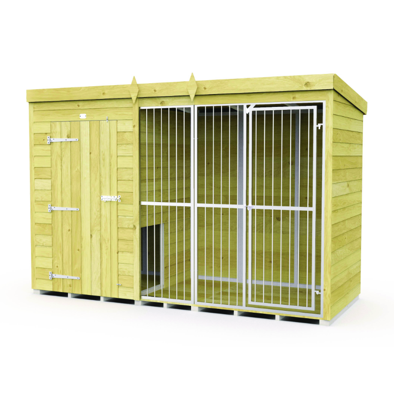 Holt 10’ x 4’ Pressure Treated Shiplap Full Height Dog Kennel And Run With Bars