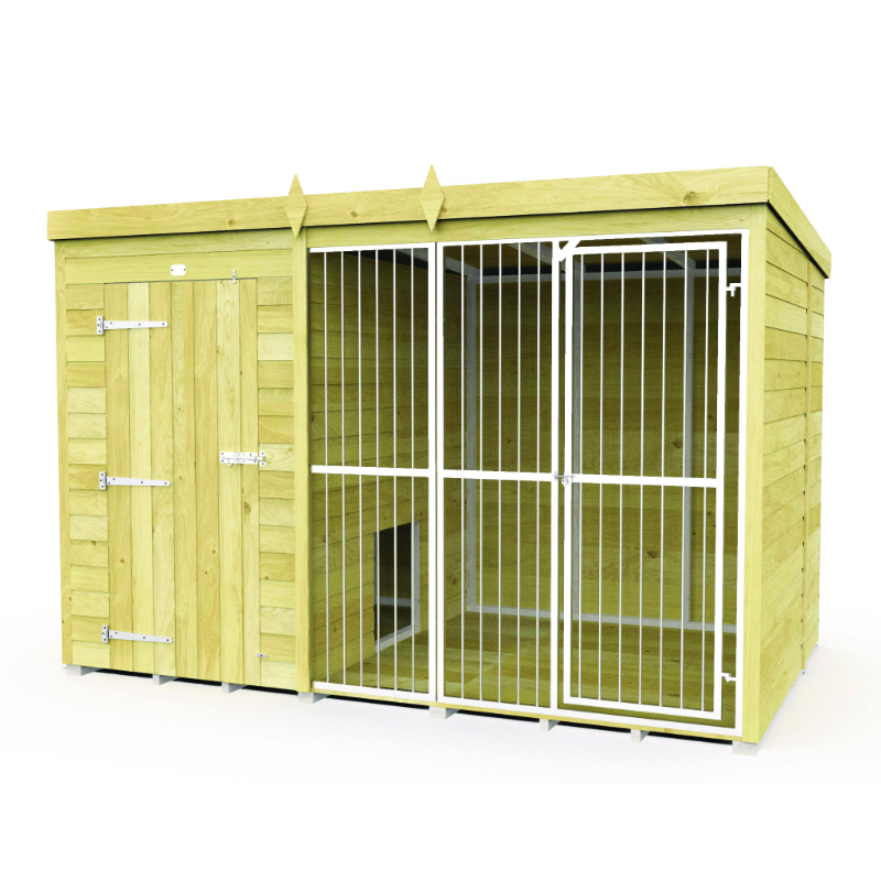 Holt 10’ x 6’ Pressure Treated Shiplap Full Height Dog Kennel And Run With Bars