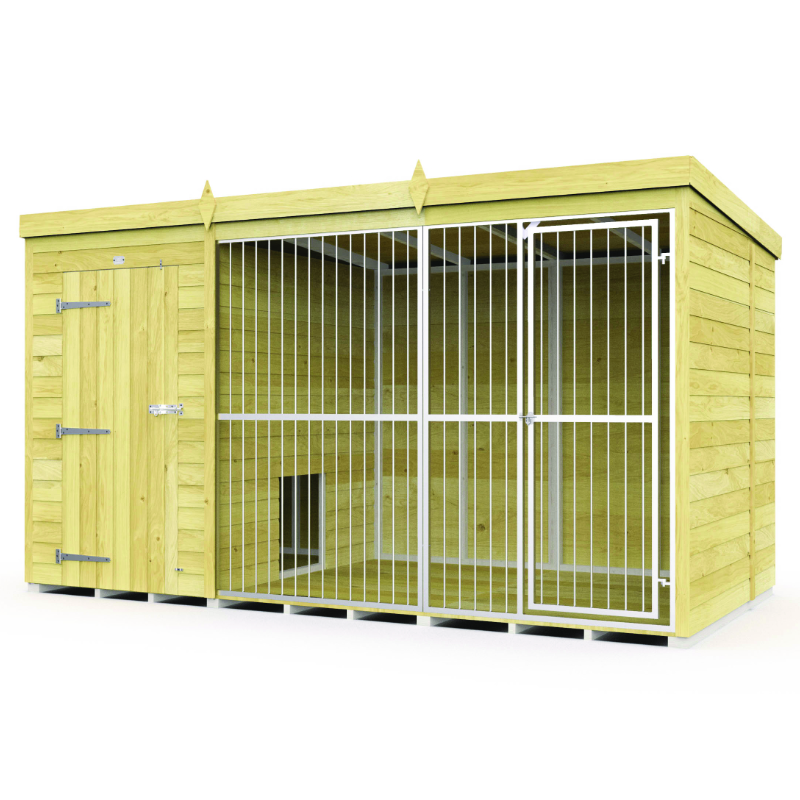 Holt 12’ x 6’ Pressure Treated Shiplap Full Height Dog Kennel And Run With Bars