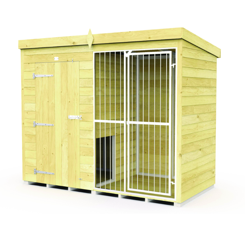 Holt 8’ x 4’ Pressure Treated Shiplap Full Height Dog Kennel And Run With Bars