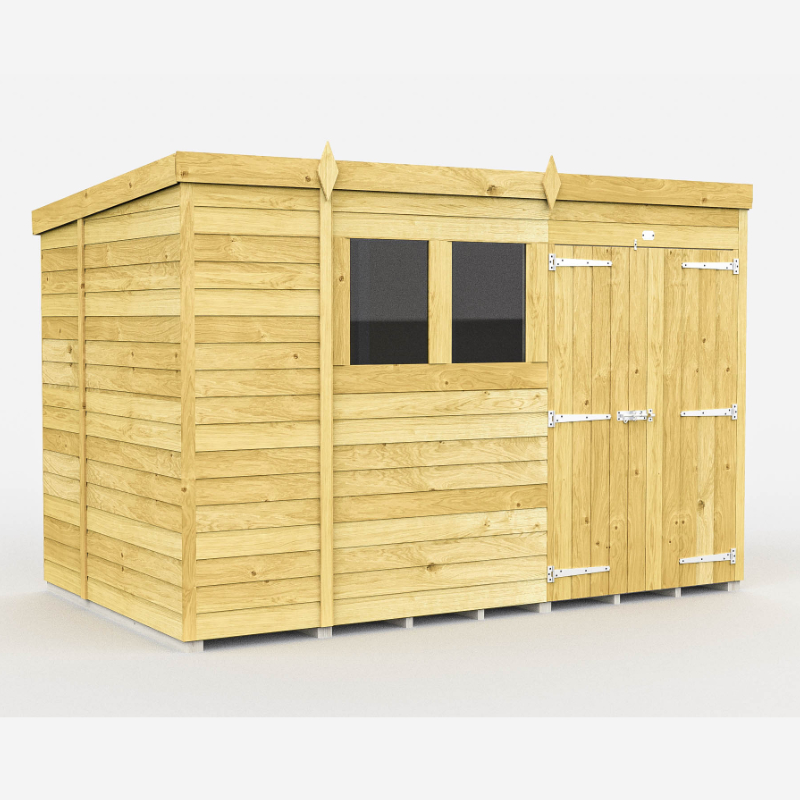 Holt 10’ x 7’ Double Door Shiplap Pressure Treated Modular Pent Shed