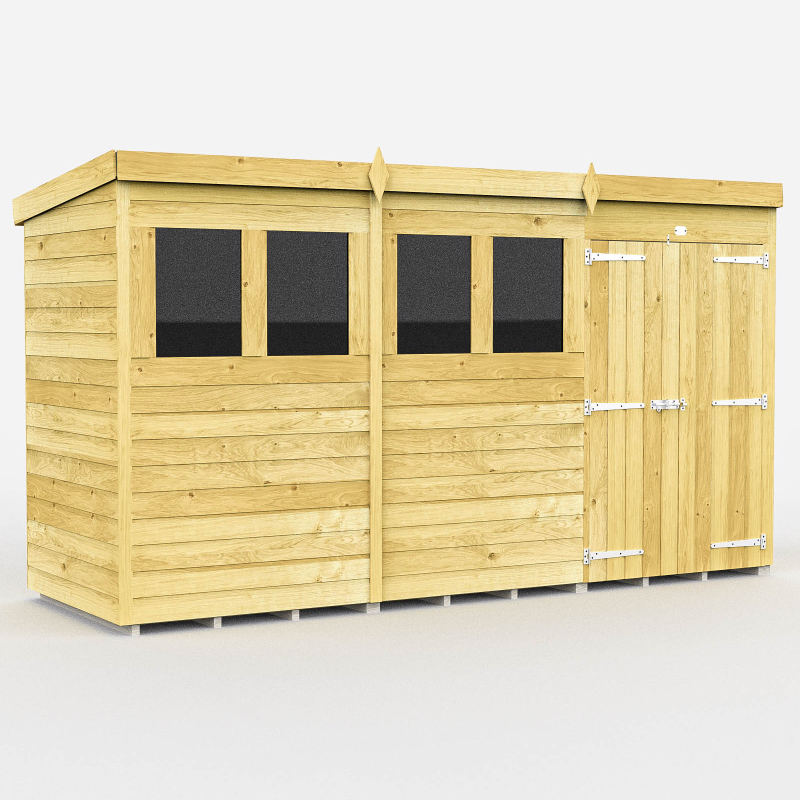 Holt 12’ x 4’ Double Door Shiplap Pressure Treated Modular Pent Shed