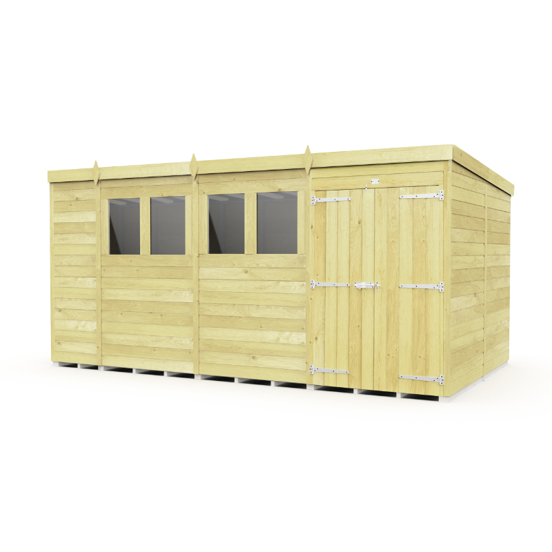 Holt 14’ x 8’ Double Door Shiplap Pressure Treated Modular Pent Shed