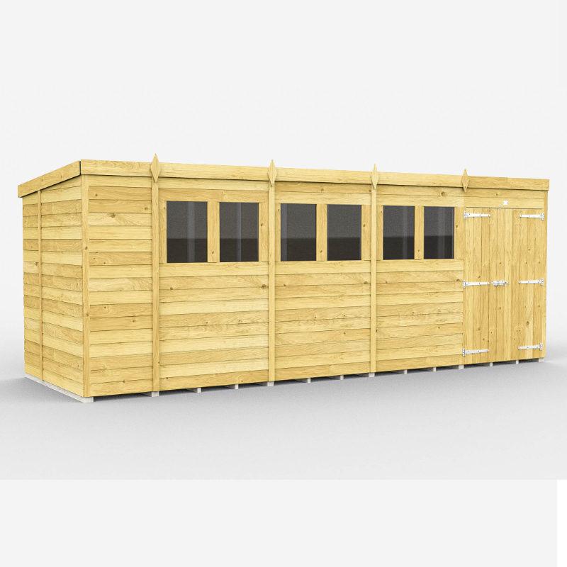 Holt 18’ x 6’ Double Door Shiplap Pressure Treated Modular Pent Shed