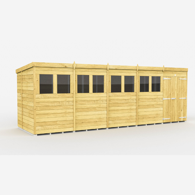 Holt 20’ x 6’ Double Door Shiplap Pressure Treated Modular Pent Shed