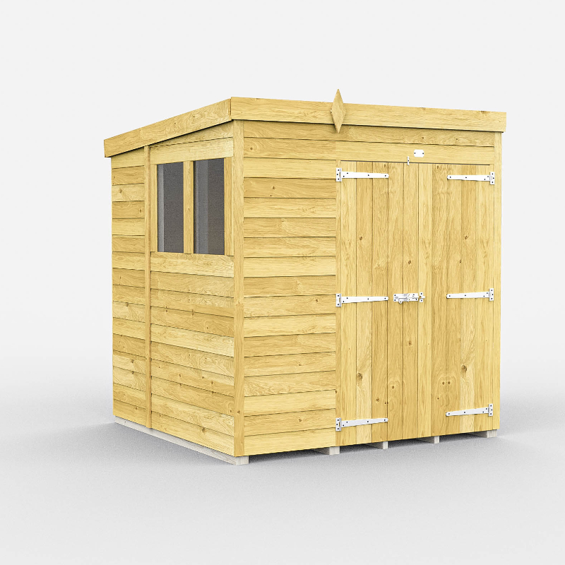 Holt 7’ x 6’ Double Door Shiplap Pressure Treated Modular Pent Shed