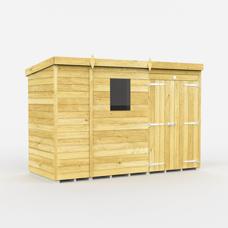 Holt 9’ x 4’ Double Door Shiplap Pressure Treated Modular Pent Shed