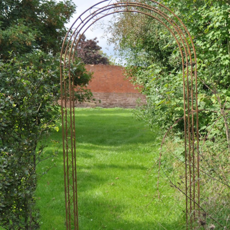 Osbourne Lennox Metal Garden Arch - Rusty Iron