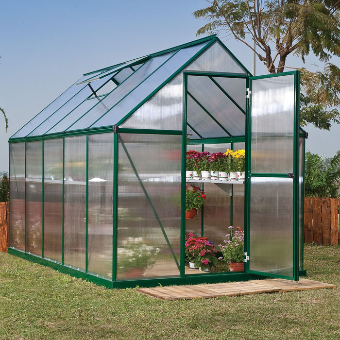 Palram - Canopia 6’ x 10’ Mythos Green Polycarbonate Greenhouse