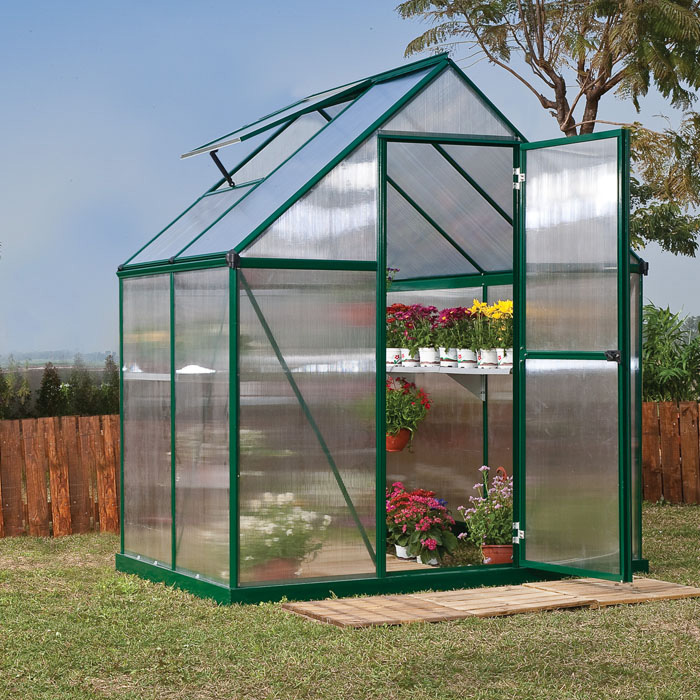 Palram - Canopia 6’ x 4’ Mythos Green Polycarbonate Greenhouse