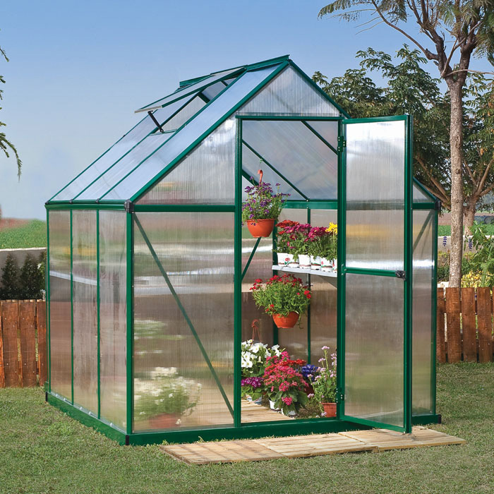 Palram - Canopia 6’ x 6’ Mythos Green Polycarbonate Greenhouse